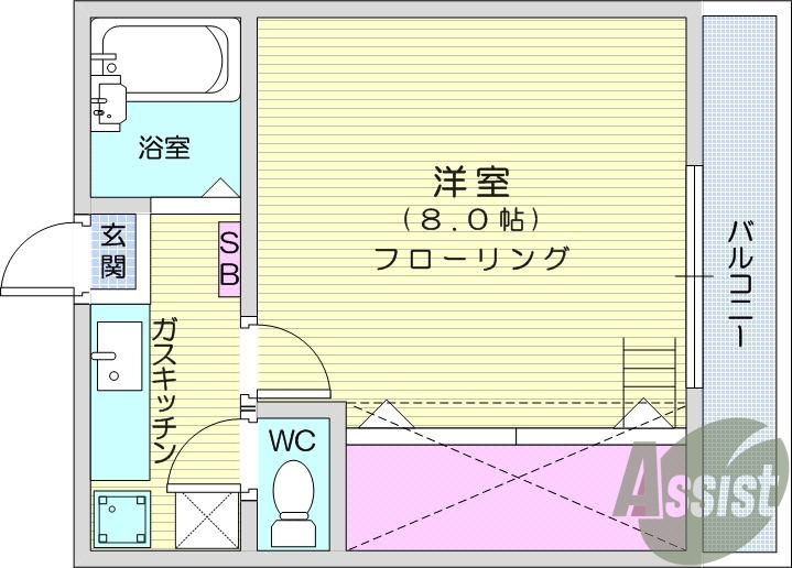 1Ｋ、ロフト付き、バストイレ別、光ファイバー、エアコン