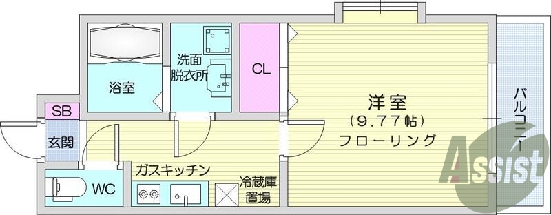 １Ｋ、クローゼット、ガスキッチン、エアコン、セパレート