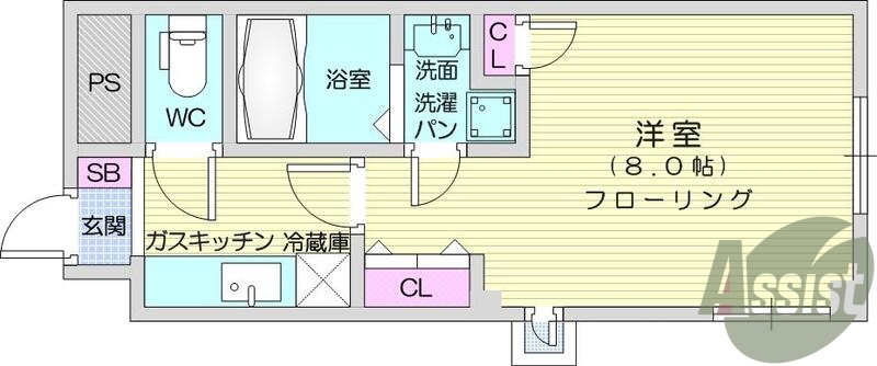 1R・全室フローリング・TVインターホン・温水洗浄便座