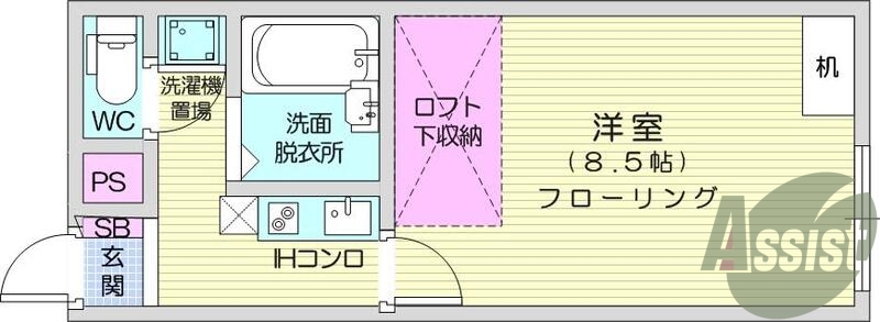 1K・IHヒーター・TV付インターホン・浴室換気乾燥機