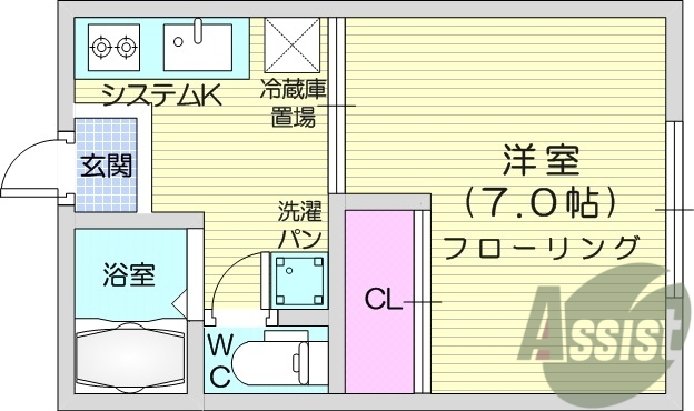 1K、モニター付インターホン、エアコン、フローリング