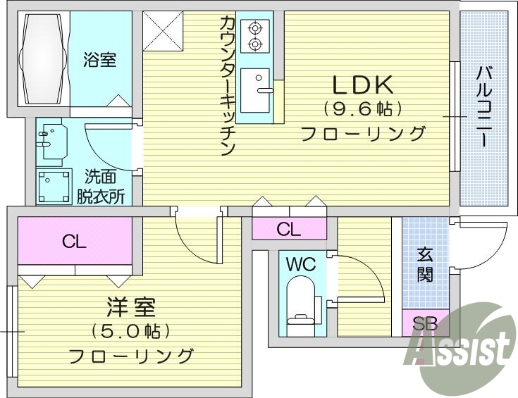 1LDK、エアコン、インターネット無料、追炊き