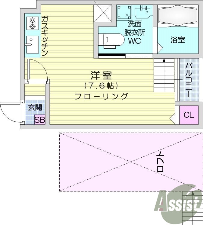 1R、B/T別、エアコン、システムキッチン、追い炊き、ロフト