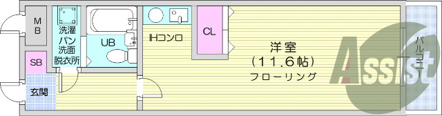 1R、ユニットバス、BSアンテナ、エアコン、光ファイバー