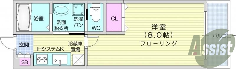 1K、モニタ付きインターホン、エアコン、家具家電付き。