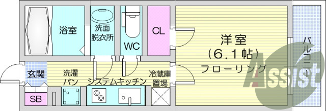 1K、エアコン、BT別、浴室乾燥機、家具家電付き