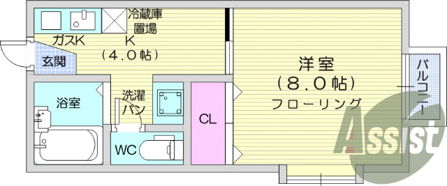 1K、エアコン、BT別、カメラ付きインターホン