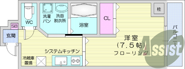 1Ｋ、オートロック、２口コンロ、エアコン、都市ガス