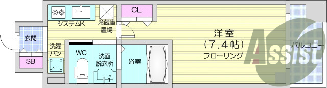 1K・オートロック、防犯カメラ、宅配BOX、エアコン