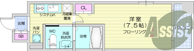 1K・オートロック、防犯カメラ、宅配BOX、エアコン