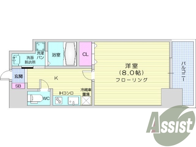 1K、オートロック、エアコン、バストイレ別