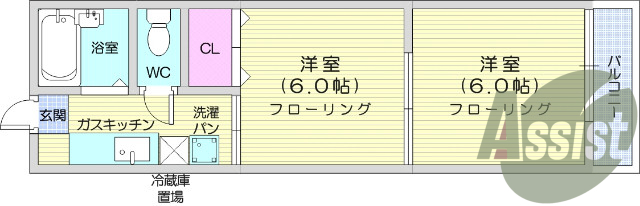 2K、モニタ付きインターホン、エアコン、ウォシュレット