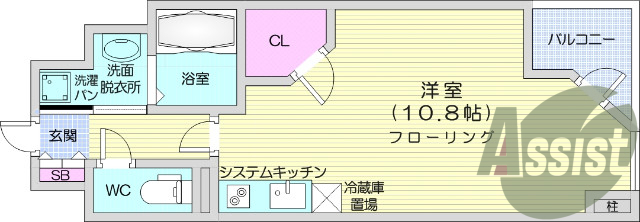 1R、エアコン、モニタ付きインターホン、浴室乾燥機