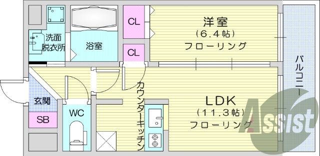 1LDK・オートロック、宅配BOX、エアコン、独立洗面台
