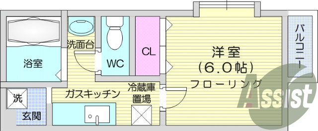 1K・家電付き、エアコン、ネット無料、女性限定、バストイレ別