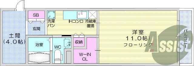 1K、B/T別、エアコン、ウォークインクローゼット。