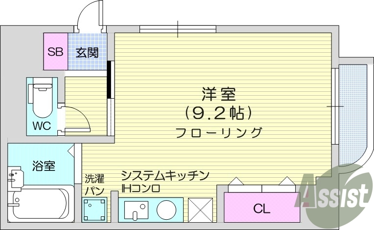1R、エアコン、クローゼット、追い焚き機能、バス・トイレ別