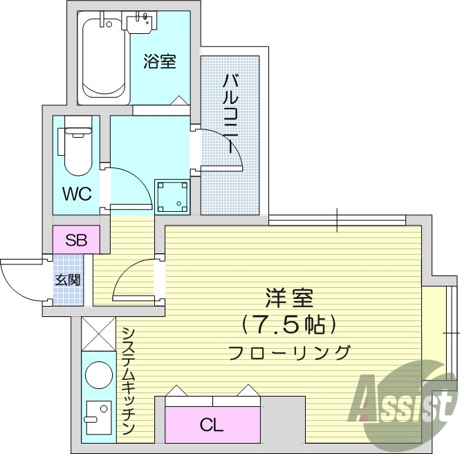 1R、エアコン、クローゼット、追い焚き機能、バス・トイレ別