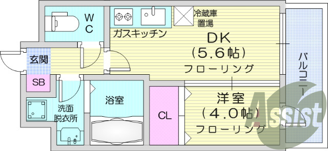 1DK、給湯器、洗面台、ウォシュレットトイレ、エアコン。