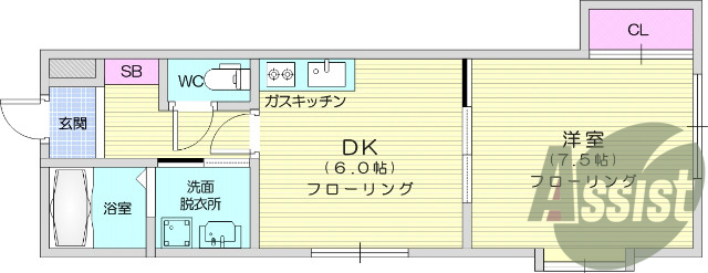 １DK、洗面所独立、角部屋、エアコン、セパレート
