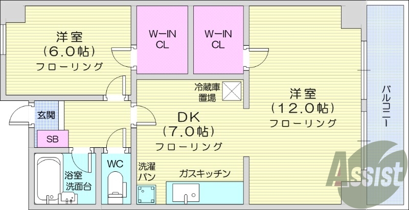 2LDK、追い炊き、オートロック、日当たり良好