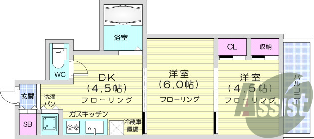2DK、モニター付きインターホン、エアコン