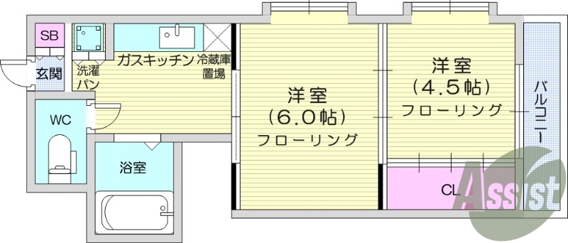 お写真は313号室のものです。参考にしてくださいませ。