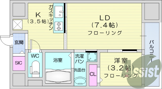 1LDK、追い炊き、シャンプードレッサー、オートロック