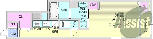 1Ｋ・ネット無料、浴室乾燥機、洗面台独立、エアコン