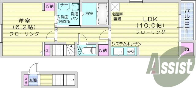 １LDK、バストイレ別、追い焚き機能、温水洗浄便座