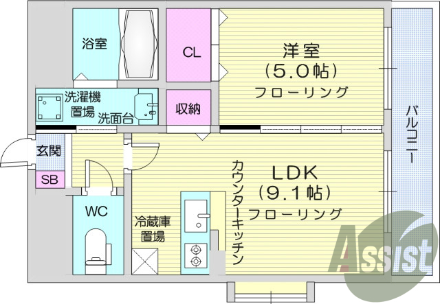 1LDK、都市ガス、ペット可、インターネット無料、宅配BOX