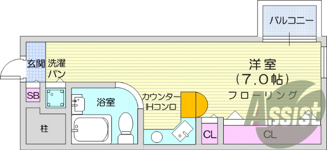 1R、エアコン、家具家電付き、オール電化、オートロック