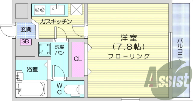 １Ｋ・シャワー、トイレ、温水洗浄便座。
