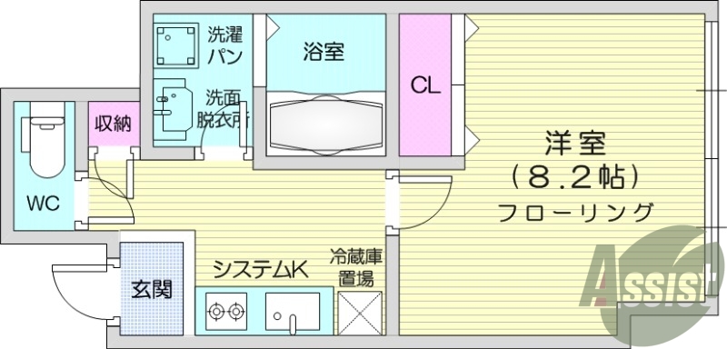 1K エアコン、浴室乾燥機、宅配BOX、ウォシュレット