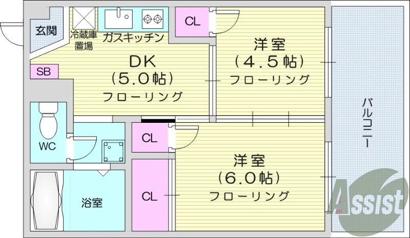 バストイレ別、室内洗濯機置き場、都市ガス