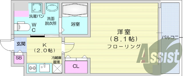 1Ｋ・宅配ボックス・バストイレ別で快適ですよ。