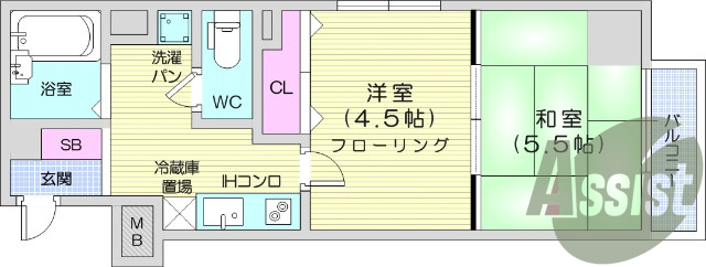 2K、エアコン、温水洗浄便座、照明器具、オートロック