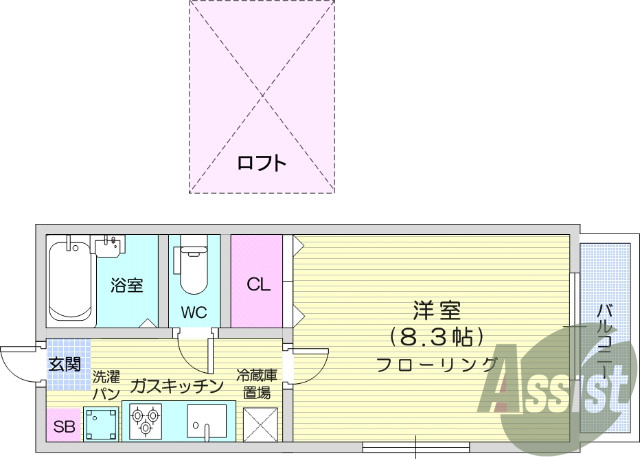 1K、システムキッチン、追い炊き、エアコン