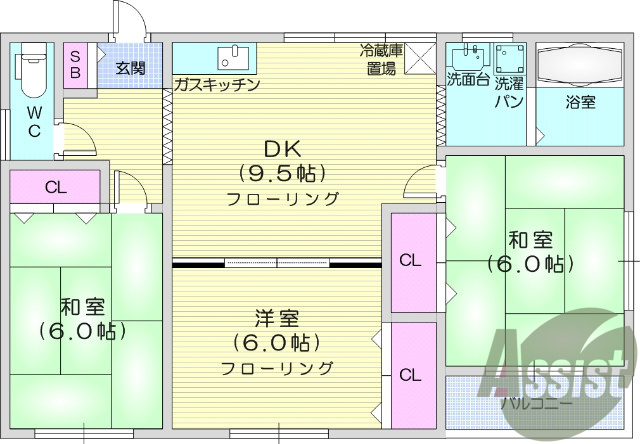 3DK、日当たり良好、デジタルキー、オートロック、角部屋