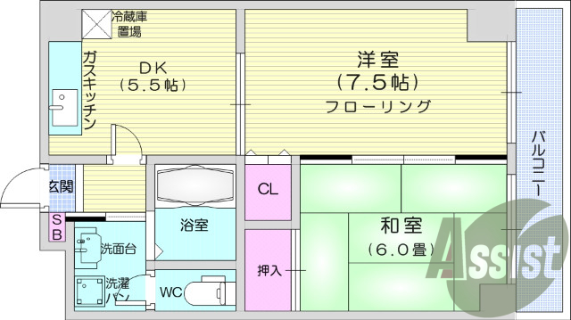 ２K、システムキッチン、エアコン、独立洗面台