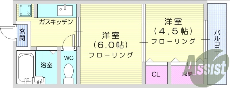 お写真は302号室のものです。参考にしてくださいませ。