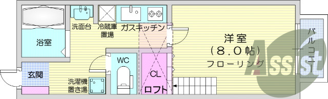 1K、学生限定、ロフト付き、モニターホン、ウォッシュレット