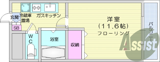 １K、ペット相談可能、洗面化粧台、追い焚き。