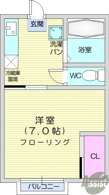 1K、都市ガス、追い焚き機能付き、ガスコンロ設置可