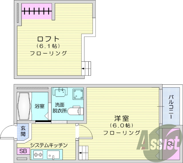 1K、エアコン、インターネット無料、バストイレ別