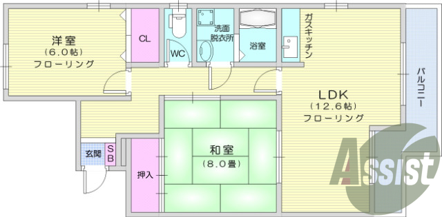 ２LDK、エアコン、バストイレ別、ＴＶ付インターホン、追焚き