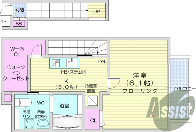 1K/浴室乾燥機・シャワートイレ・独立洗面台・脱衣所