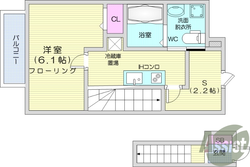 1K/浴室乾燥機・シャワートイレ・独立洗面台・脱衣所