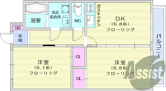 オートロック、温水洗浄便座、バス、トイレ別