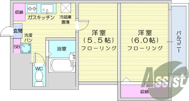 2K、オートロック、光ファイバー、都市ガス